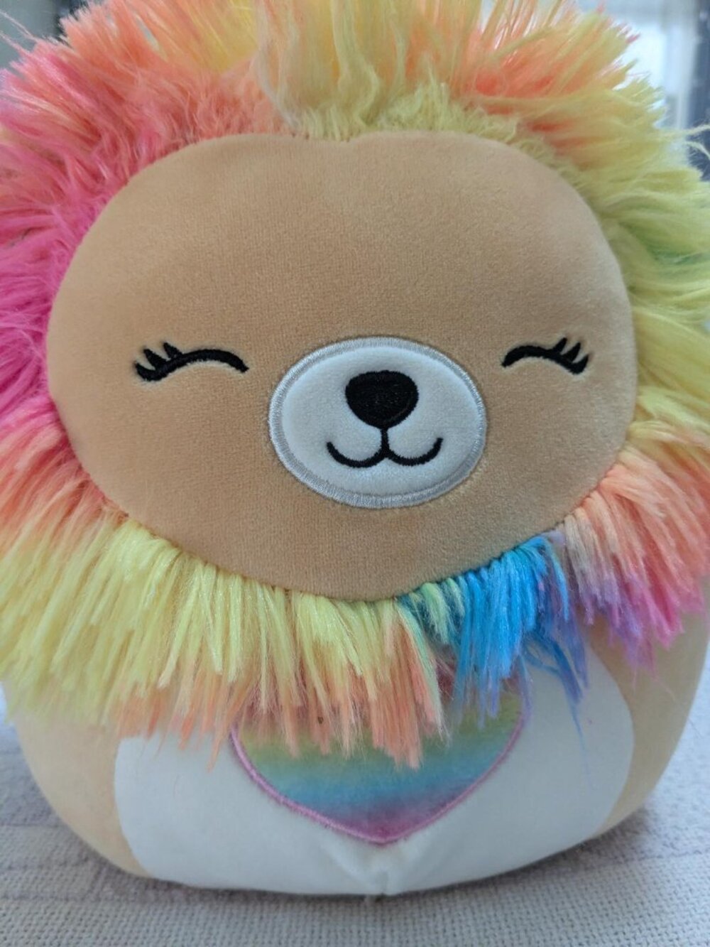 12" Squeezable Squishmallow Colorful  Lianne Her Lioness Rainbow Mane & Heart
